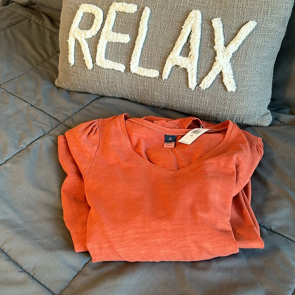 Old Navy Burnt Sienna Rust Long Sleeve Midi Dress Slub Knit Fall Thanksgiving XS - Picture 3 of 6